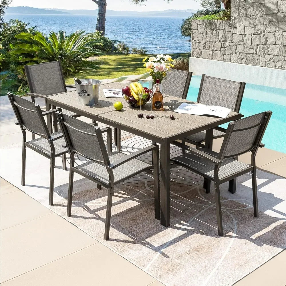 7 Piece Terrace Dining Outdoor Furniture Set with