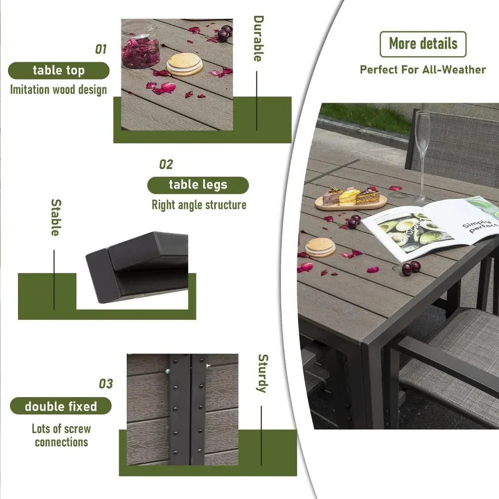 7 Piece Terrace Dining Outdoor Furniture Set with