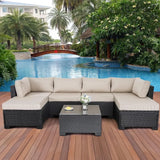 7 Pieces Outdoor PE Wicker Furniture Set Patio