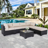 7 Pieces Outdoor PE Wicker Furniture Set Patio