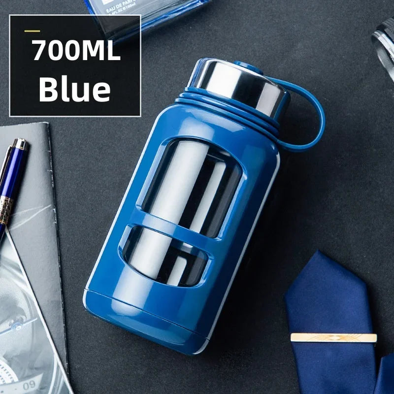 700/1000ml Large Capacity Portable Glass Water Bottles Outdoor