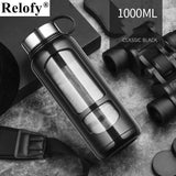 700/1000ml Large Capacity Portable Glass Water Bottles Outdoor