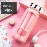 700/1000ml Large Capacity Portable Glass Water Bottles Outdoor