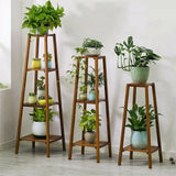 77/97/117cm Tall Bamboo Plant Stand Flower Pot Display