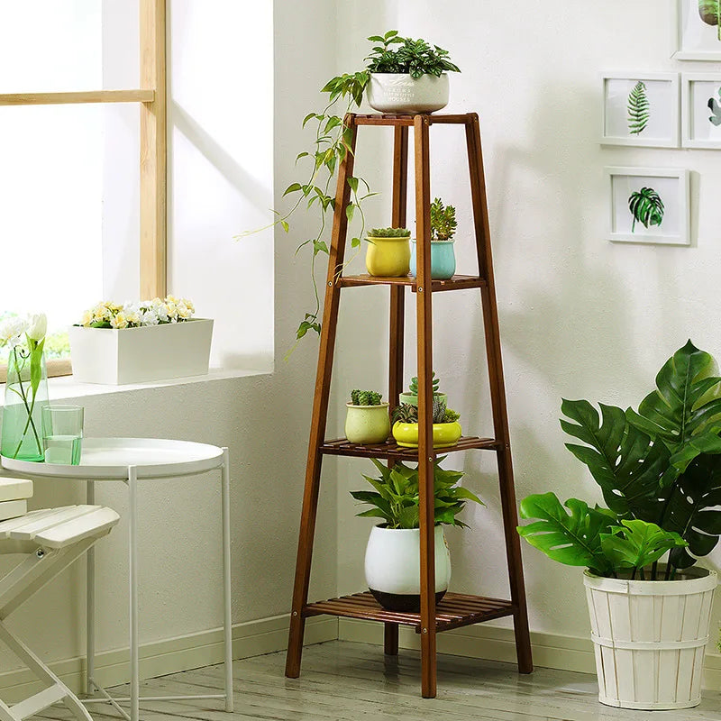 77/97/117cm Tall Bamboo Plant Stand Flower Pot Display