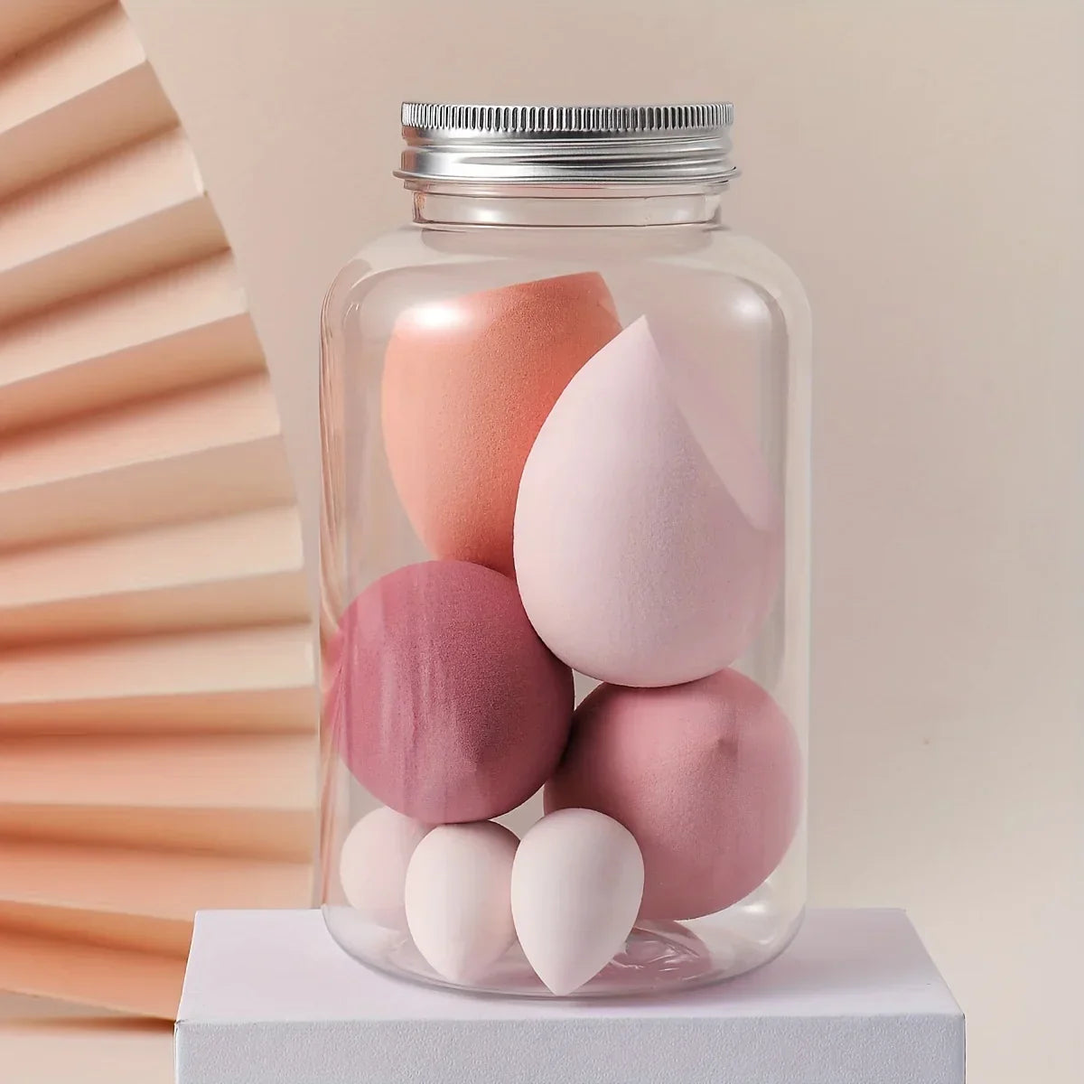 7Pcs Makeup Sponge with Storage Box Foundation Powder