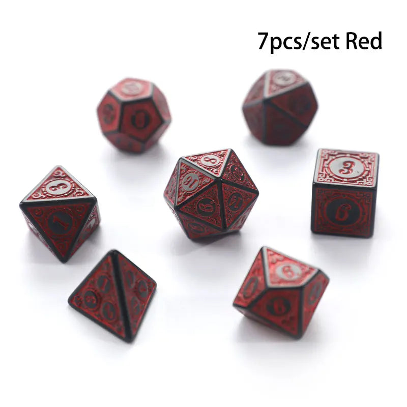 7pcs/set Polyhedral 7-Die Carved Pattern Dice Set D4