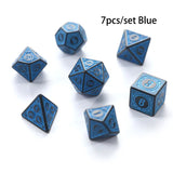 7pcs/set Polyhedral 7-Die Carved Pattern Dice Set D4