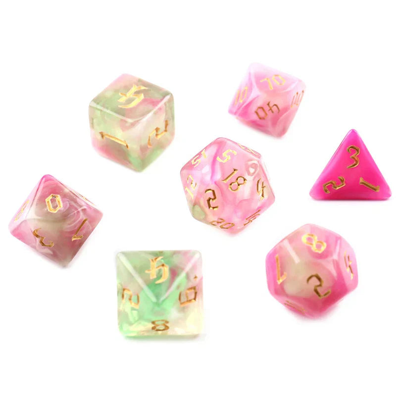 7pcs/set Polyhedral 7-Die Carved Pattern Dice Set D4