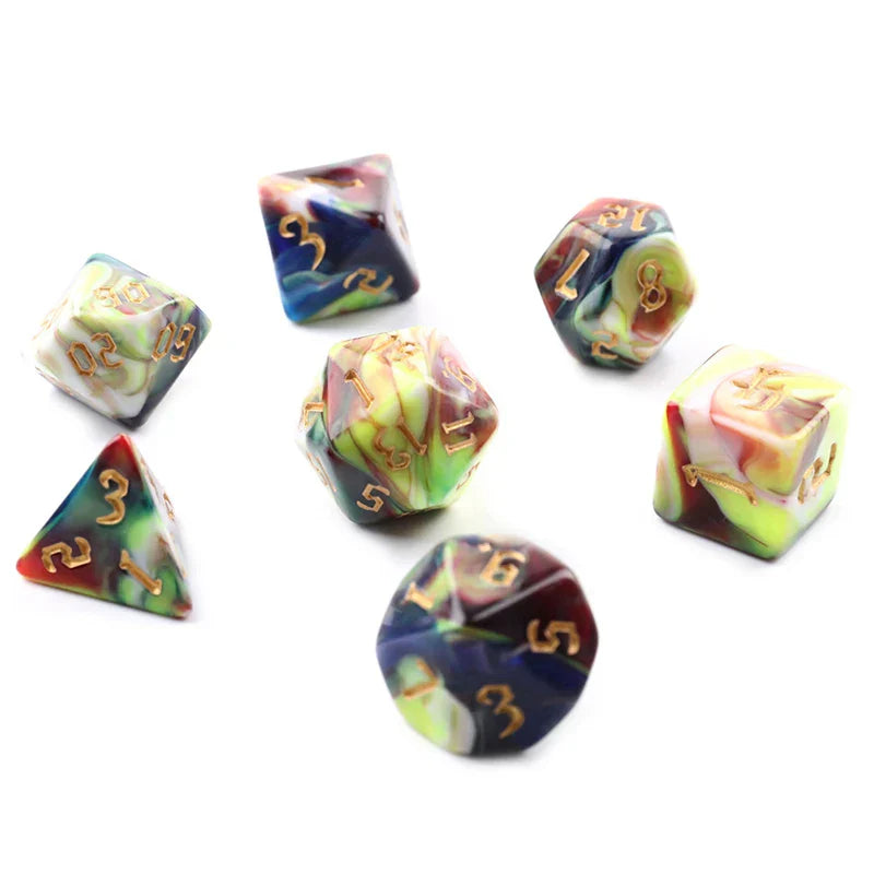 7pcs/set Polyhedral 7-Die Carved Pattern Dice Set D4