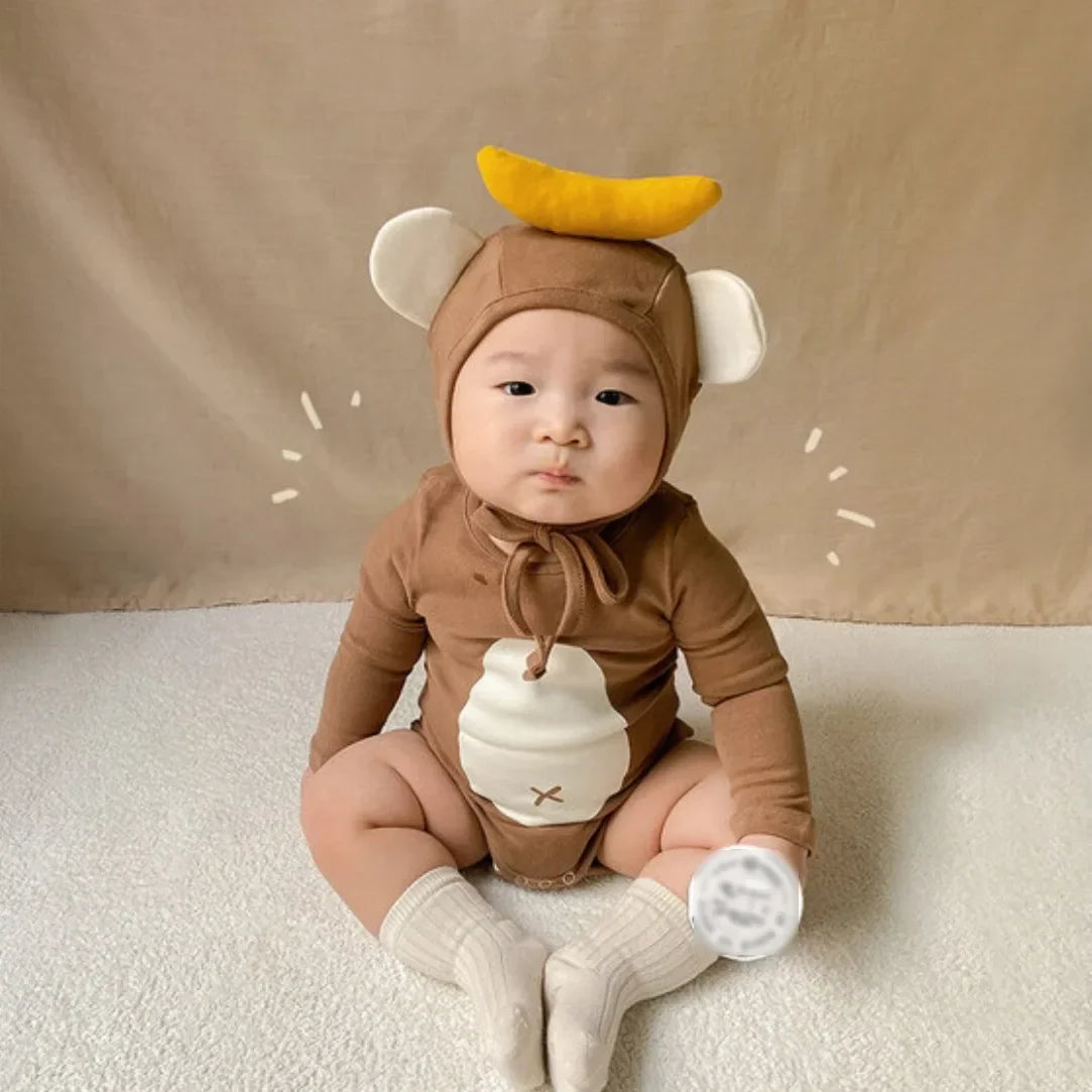 9407 Baby One-piece Clothes Autumn Monkey With Banana