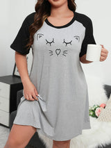Plus Size Fashion Loungewear Dress, Women's Plus Cartoon