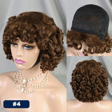 200% 99J Burgundy Bouncy Curly Human Hair Wigs