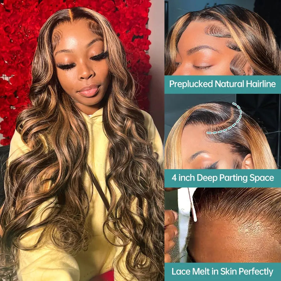 13x6 Hd Lace Frontal Wig Honey Blonde Body
