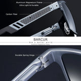 BARCUR Aluminium Magnesium Square Sunglasses Men Polarized Vintage