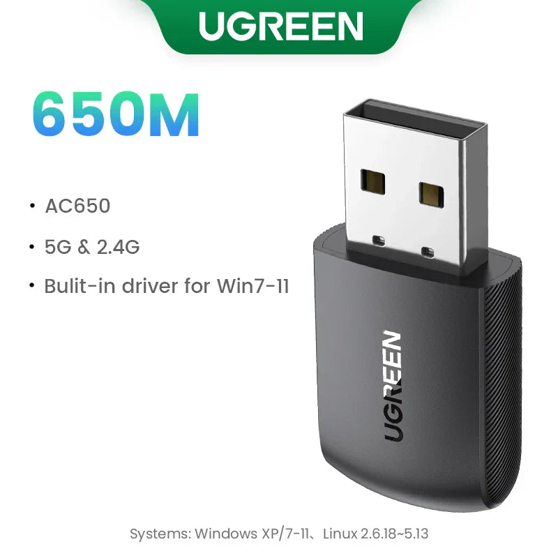 UGREEN WiFi Adapter AC650 AX1800 WiFi6/5 5G&2.4G USB