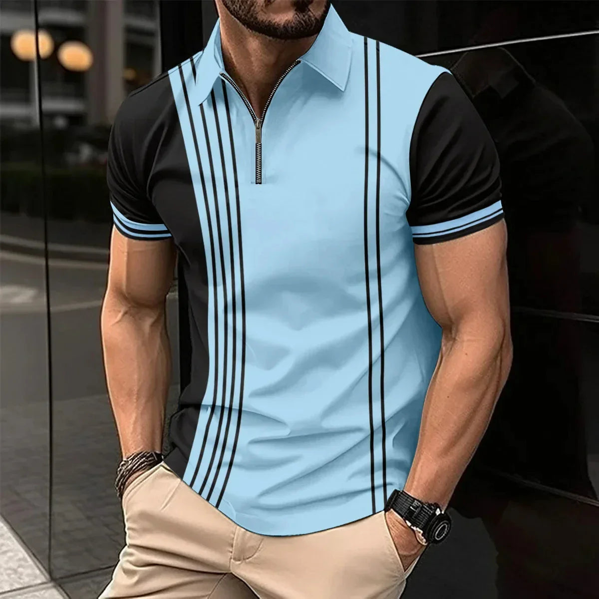 Design Striped Polo Shirt Summer Men's Tops Business