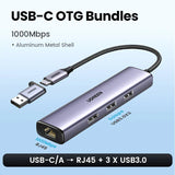 UGREEN USB Ethernet Adapter 1000/100Mbps USB3.0 HUB RJ45