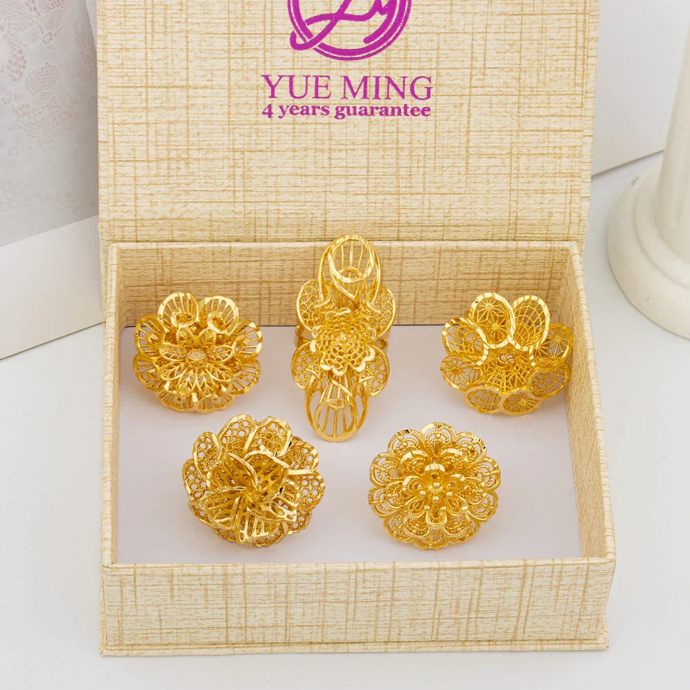 Italian Gold Plated Jewelry Set Unique Finger Ring