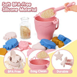 8pcs Beach Toys BPA-Free Silicone with Bucket & Sand