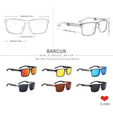 BARCUR Aluminium Magnesium Square Sunglasses Men Polarized Vintage