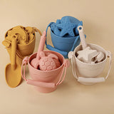 8pcs Beach Toys children's beach toys, silicone bucket,