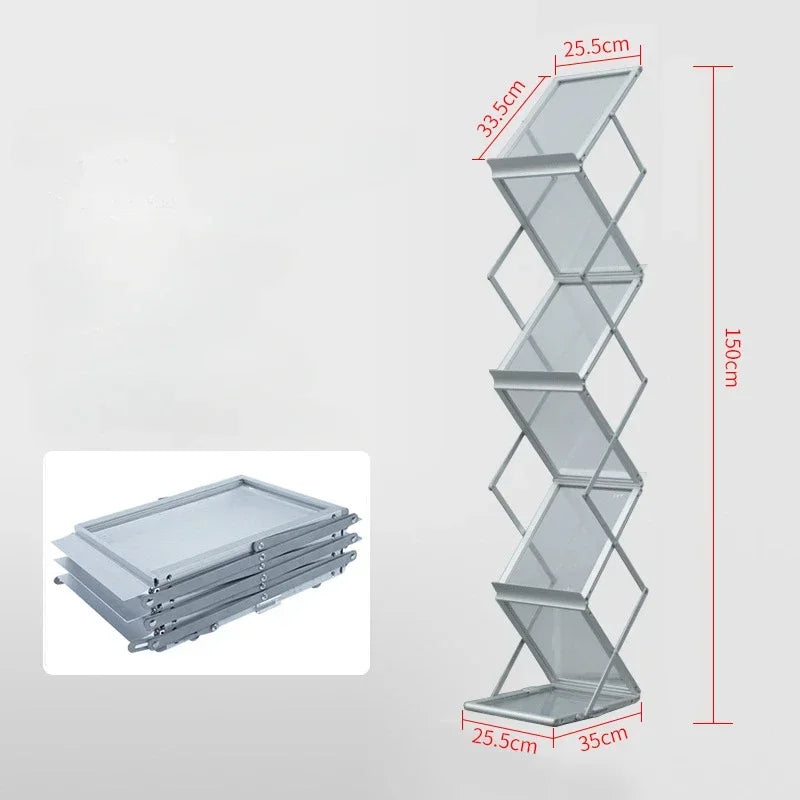 A4 Aluminum Alloy Folding Data Rack Vertical Newspaper