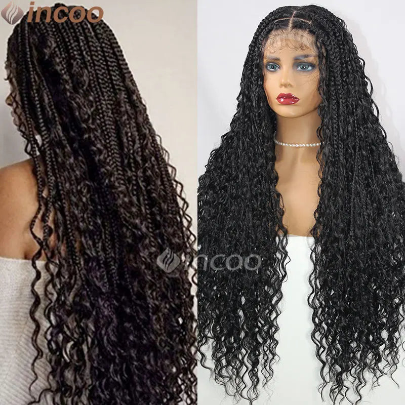 32 Inch Boho Box Braided Wigs Double Lace