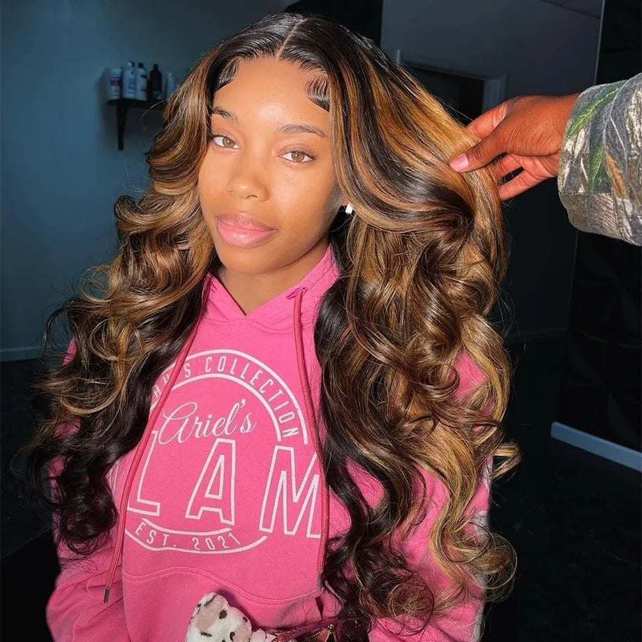 30 Inch Colored Highlight Human Hair Wigs Body