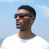 BARCUR Aluminium Magnesium Square Sunglasses Men Polarized Vintage