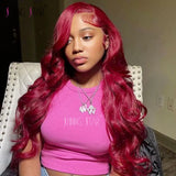 Colored Burgundy 13X6 HD Lace Frontal Wigs Red