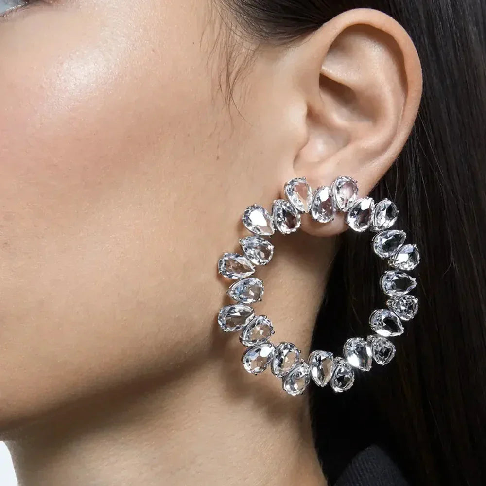 Statement Crystal Hoop Earrings for Women Luxury Jewelry