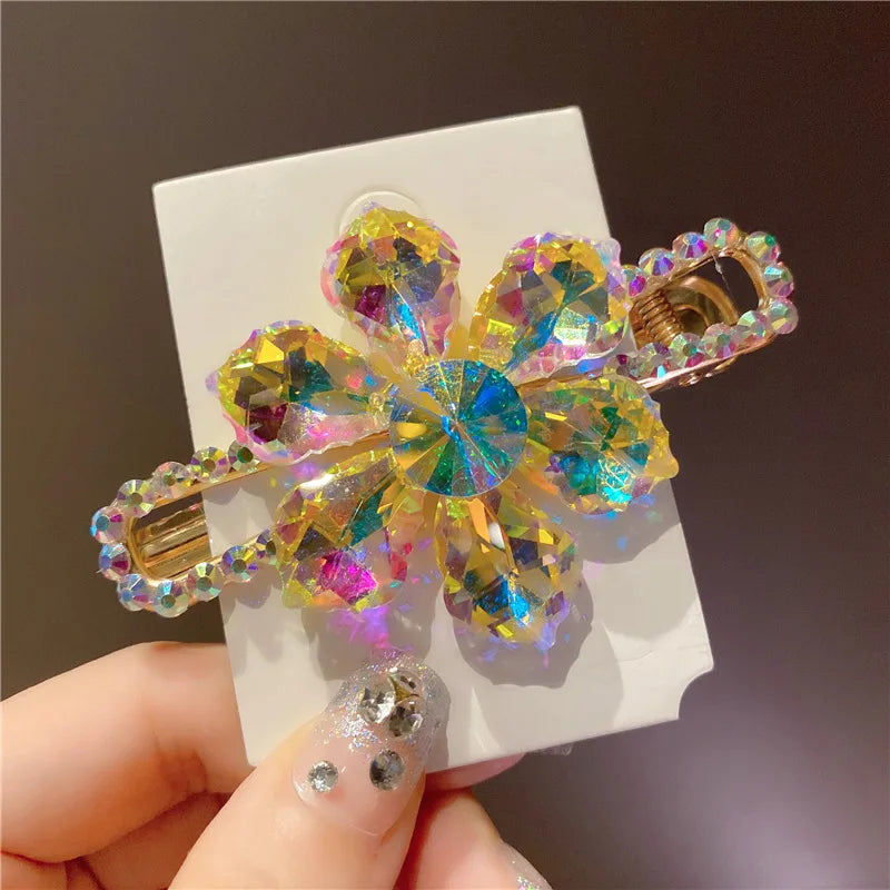 Cute Girls Elastic Hair Band Square Elegant Rhinestone