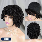 200% 99J Burgundy Bouncy Curly Human Hair Wigs