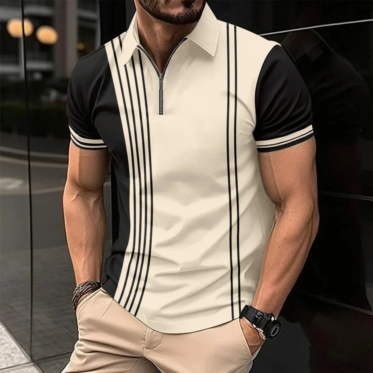 Design Striped Polo Shirt Summer Men's Tops Business