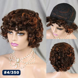 200% 99J Burgundy Bouncy Curly Human Hair Wigs