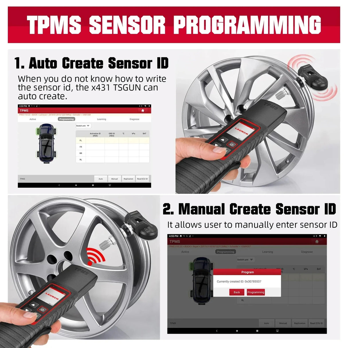 Launch X431 TSGUN TPMS 315/433 MHZ 2 In1