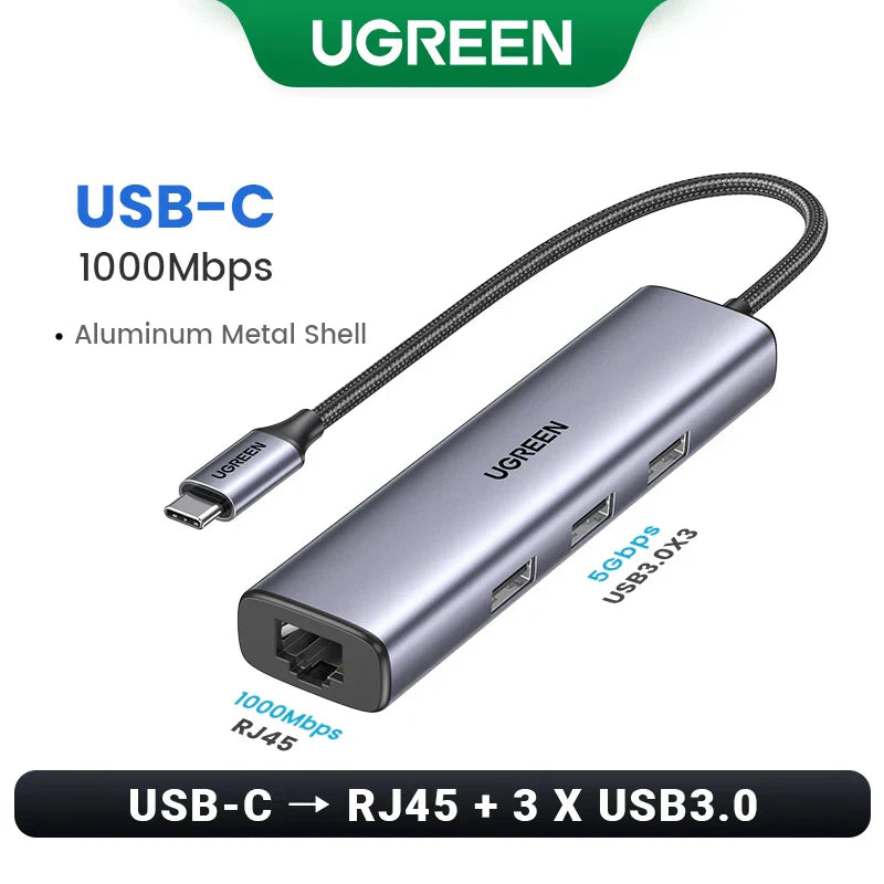 UGREEN USB Ethernet Adapter 1000/100Mbps USB3.0 HUB RJ45