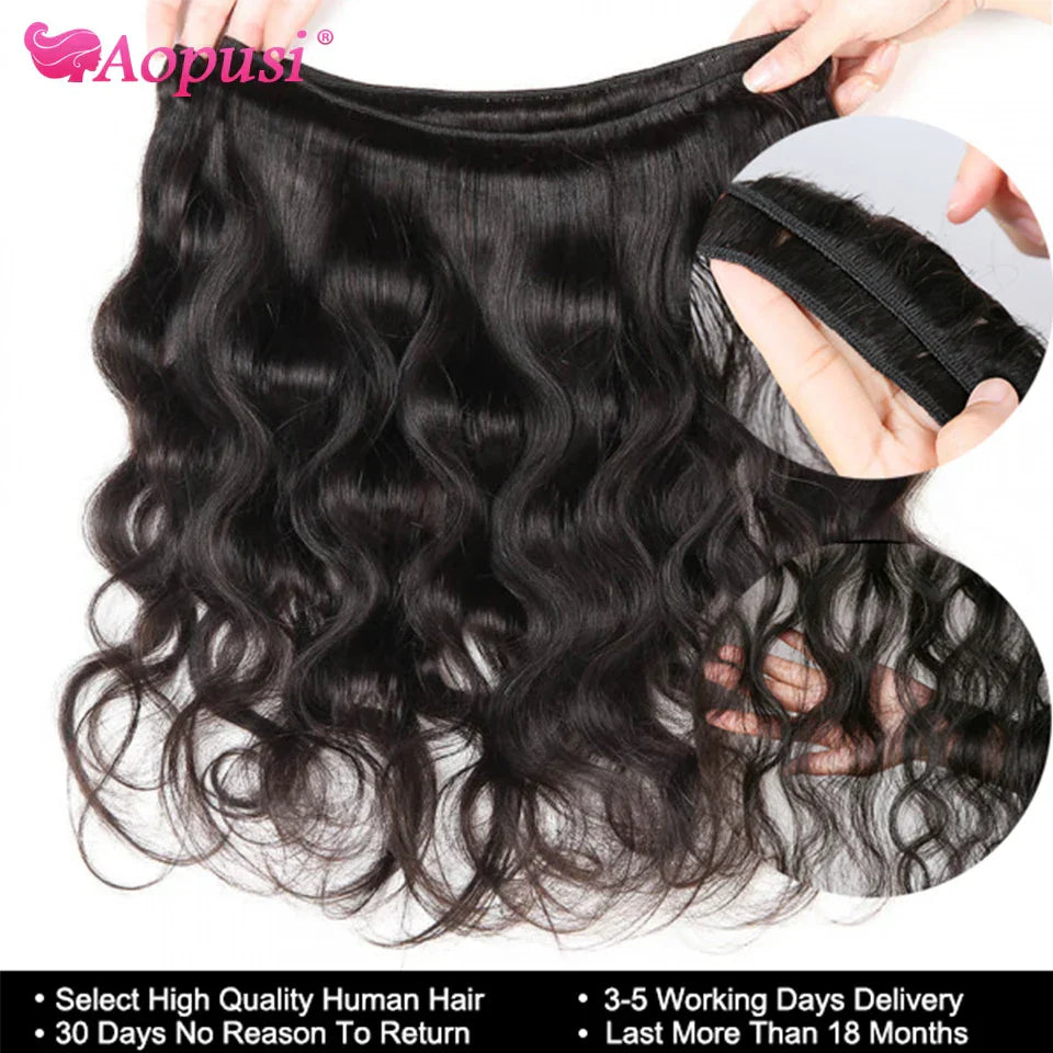 Aopusi Body Wave Bundles Human Hair Brazilian Human