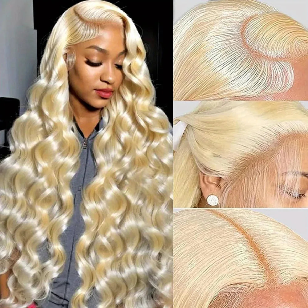 613 Hd Lace Frontal Wig Transparent Honey Blonde