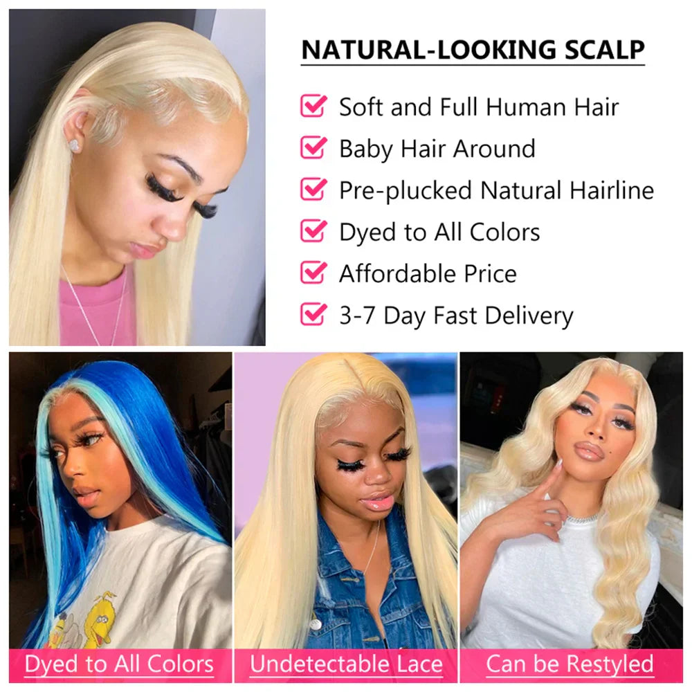 613 Hd Lace Frontal Wig Transparent Honey Blonde