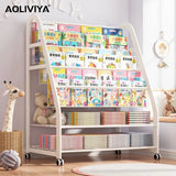 AOLIVIYA Bookshelf Home Simple Iron Floor Shelf Children's