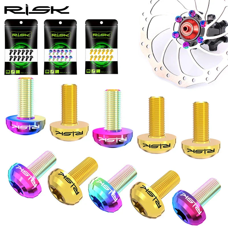 RISK 12pcs M5X10mm Bicycle Disc Brake Rotor Bolt