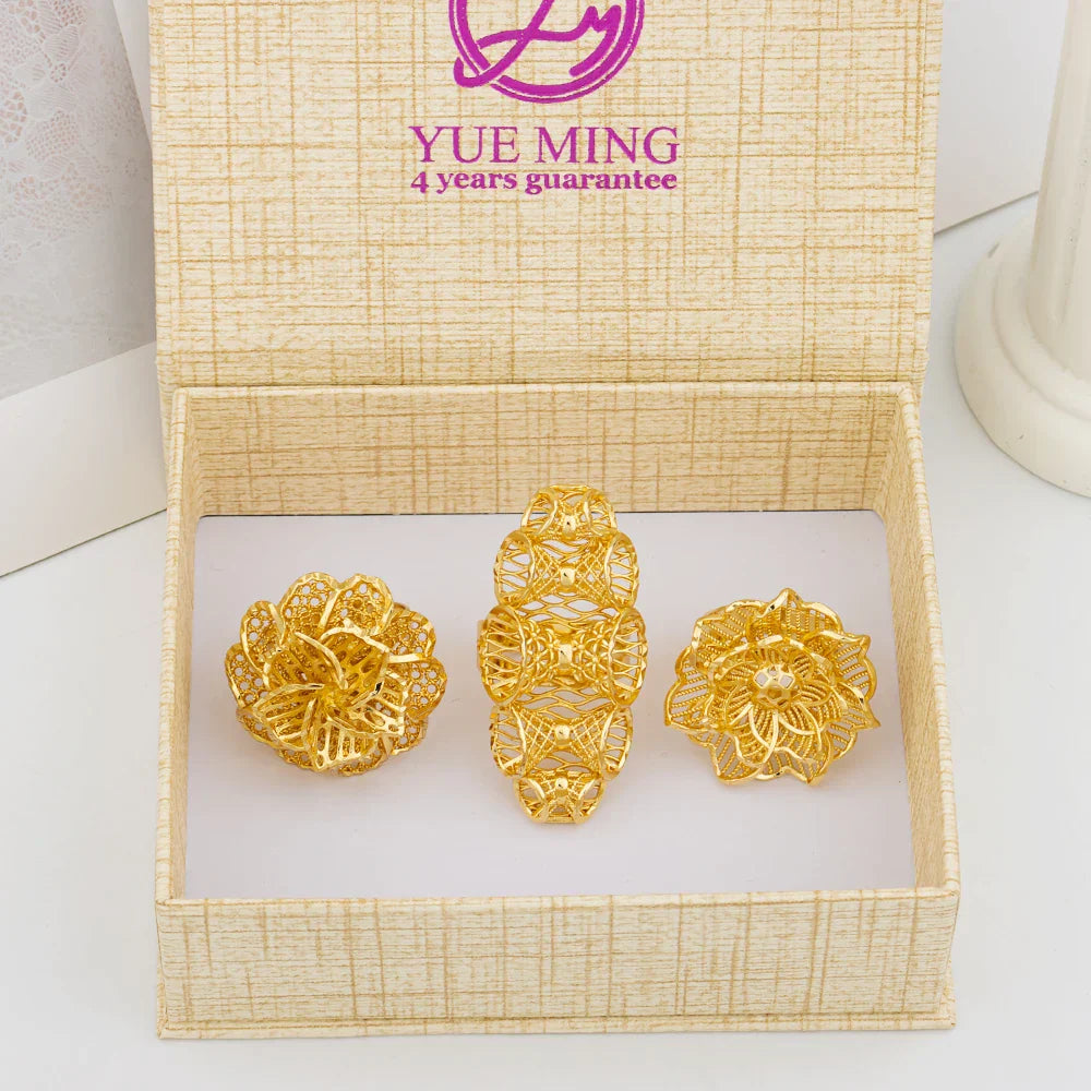 Italian Gold Plated Jewelry Set Unique Finger Ring