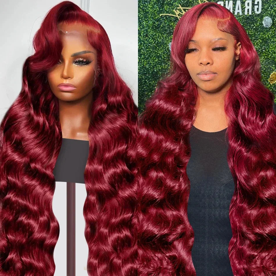 Tewjig 250 Density 99J Burgundy 13x6 Lace Frontal