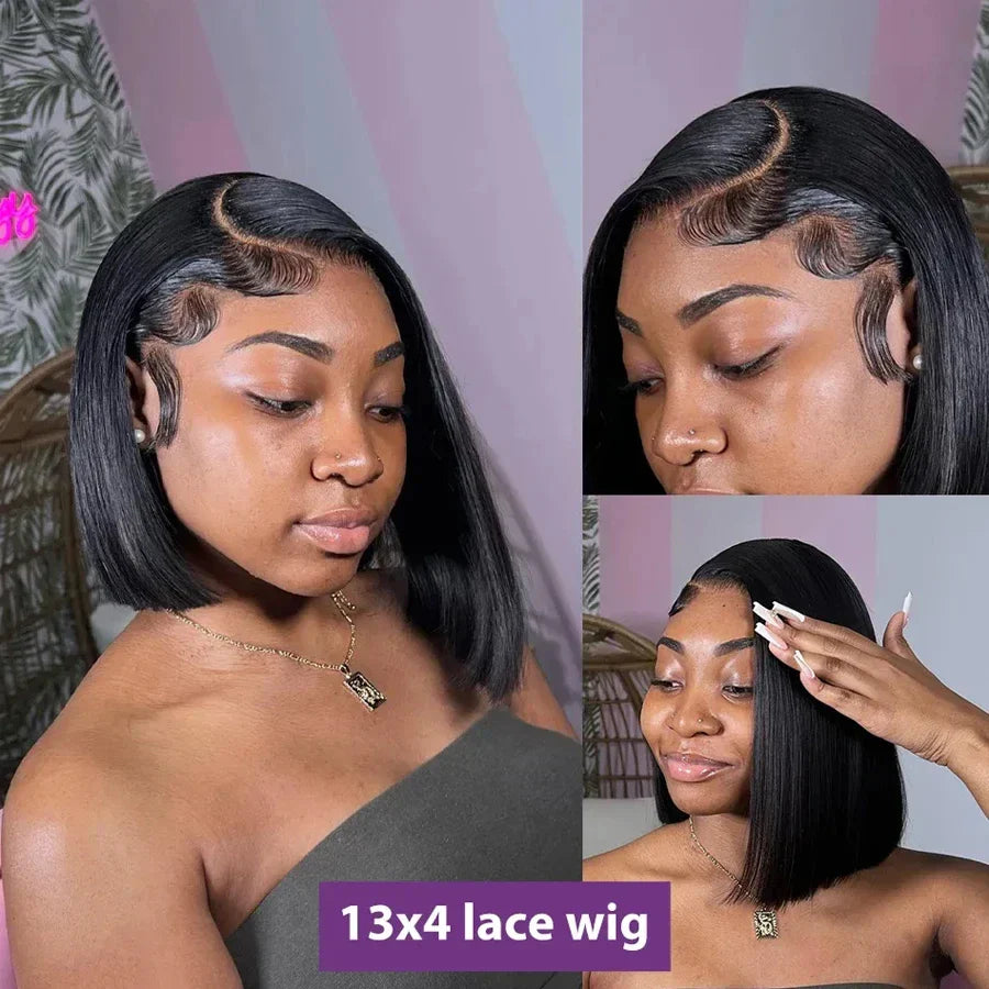 Short Bob Wig 13x4 Transparent Lace Frontal Wig