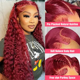 Curly Burgundy 13x6 HD Lace Frontal Wig Human