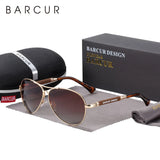 BARCUR Design Titanium Alloy Sunglasses Polarized Men's Sun