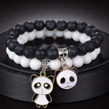 Set Couples Black White stone Beads Bracelet Men