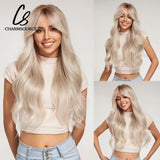CharmSource Blonde Wavy Wig with Bangs Party Dresses